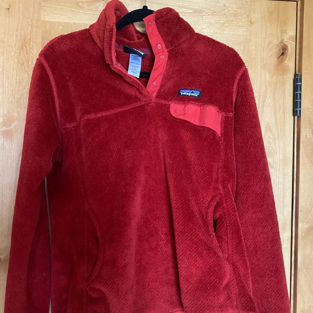Patagonia Fleece Pullover Sweater Snap-T Red